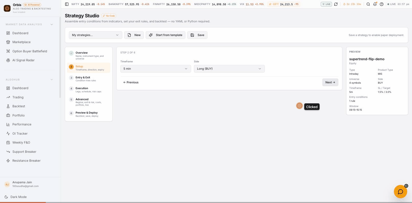 Strategy Studio walkthrough – all 6 wizard steps from Overview through Preview & Deploy
